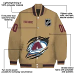 custom colorado avalanche claw burst beige varsity jacket best selling