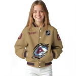 custom colorado avalanche claw burst beige varsity jacket best selling
