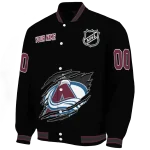 custom colorado avalanche claw cut black varsity jacket best selling