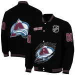 custom colorado avalanche claw cut black varsity jacket best selling