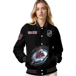 custom colorado avalanche claw cut black varsity jacket best selling