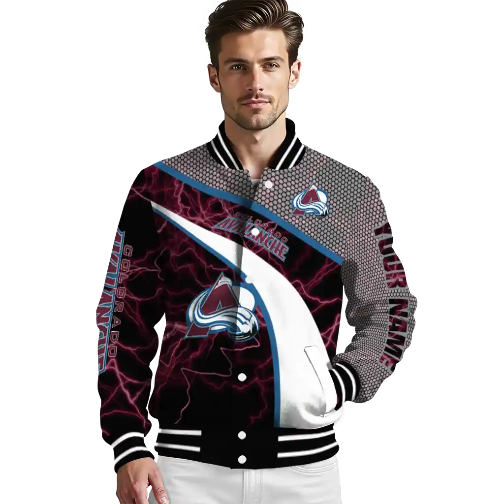 custom colorado avalanche electric flash burgundy varsity jacket high quality custom colorado avalanche electric flash burgundy varsity jacket high quality