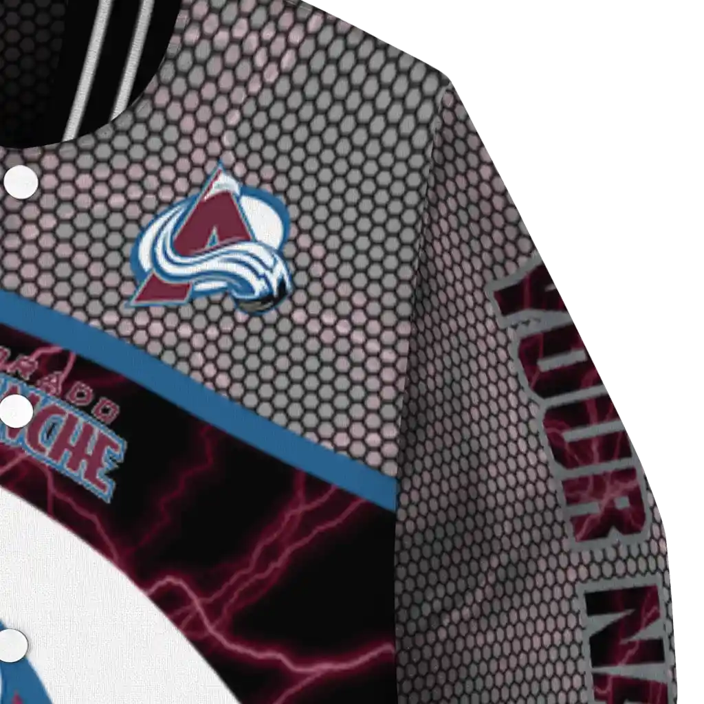 custom colorado avalanche electric flash burgundy varsity jacket premium grade custom colorado avalanche electric flash burgundy varsity jacket premium grade