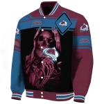 custom colorado avalanche reaper hands burgundy black varsity jacket best selling