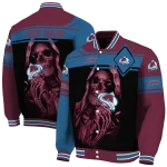 custom colorado avalanche reaper hands burgundy black varsity jacket best selling