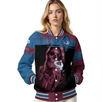 custom colorado avalanche reaper hands burgundy black varsity jacket best selling