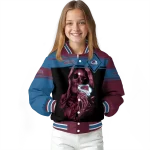 custom colorado avalanche reaper hands burgundy black varsity jacket best selling
