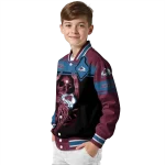 custom colorado avalanche reaper hands burgundy black varsity jacket best selling