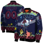 custom colorado avalanche spongebob playtime burgundy blue bomber jacket best selling
