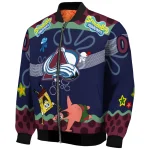 custom colorado avalanche spongebob playtime burgundy blue bomber jacket best selling