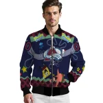 custom colorado avalanche spongebob playtime burgundy blue bomber jacket best selling