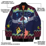 custom colorado avalanche spongebob playtime burgundy blue bomber jacket best selling