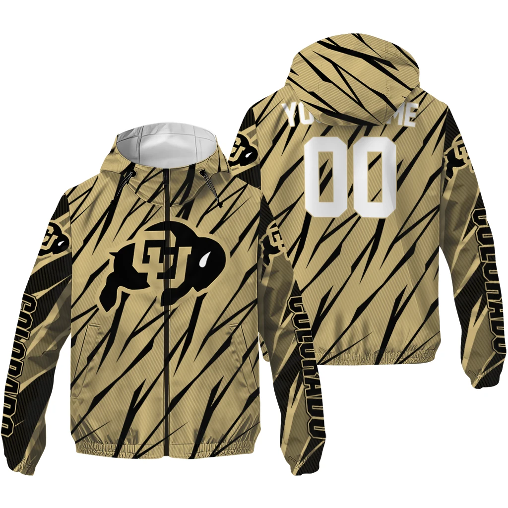 custom colorado buffaloes abstract streaks gold windbreaker jacket high quality custom colorado buffaloes abstract streaks gold windbreaker jacket high quality