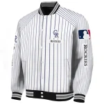 custom colorado rockies athlete pinstripes white varsity jacket best selling