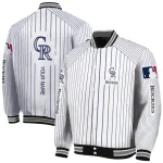 custom colorado rockies athlete pinstripes white varsity jacket best selling