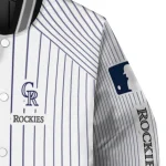 custom colorado rockies athlete pinstripes white varsity jacket best selling