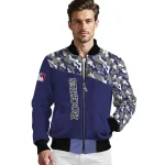 custom colorado rockies camouflage print blue bomber jacket best selling