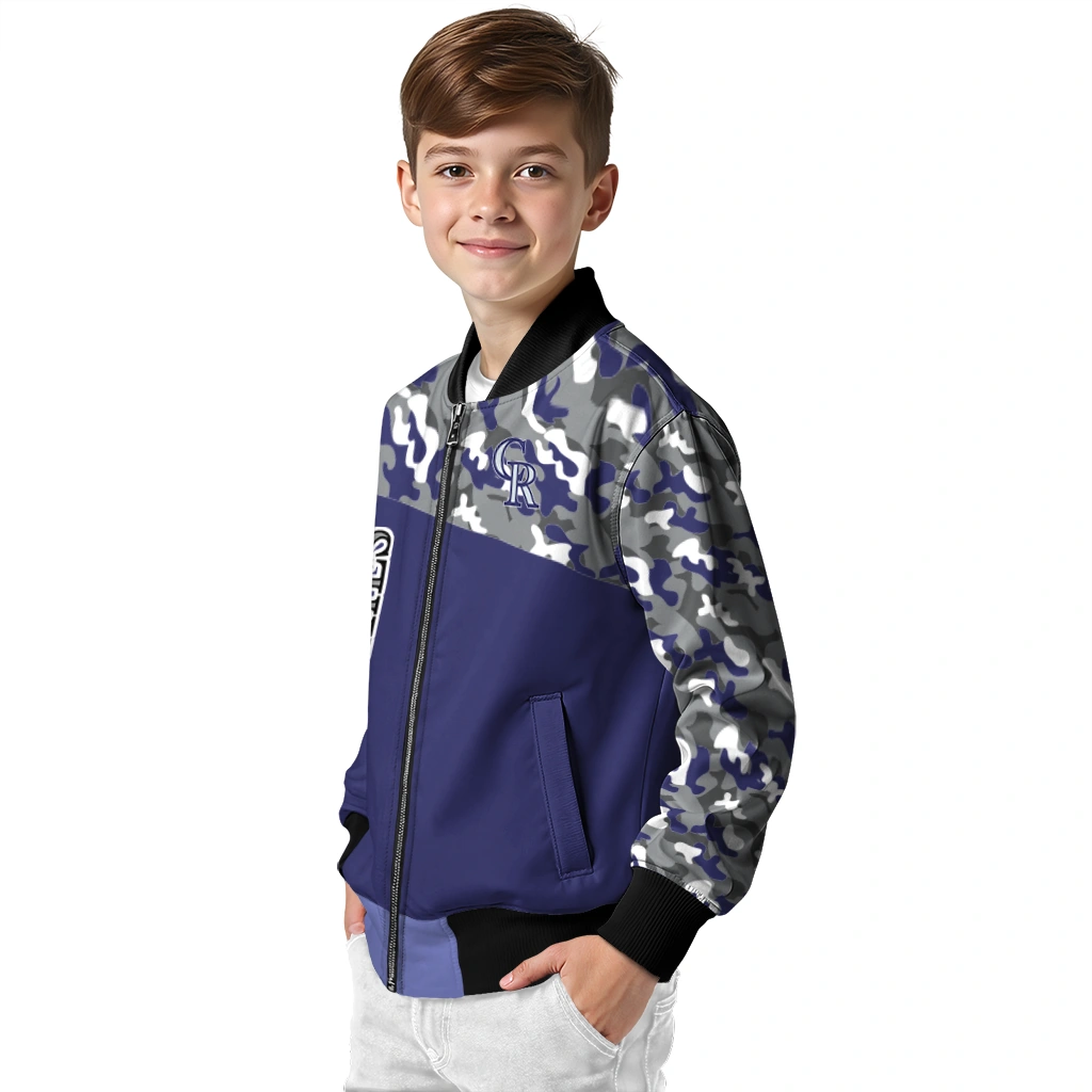 custom colorado rockies camouflage print blue bomber jacket trendy custom colorado rockies camouflage print blue bomber jacket trendy