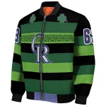 custom colorado rockies clover green lines green black bomber jacket best selling