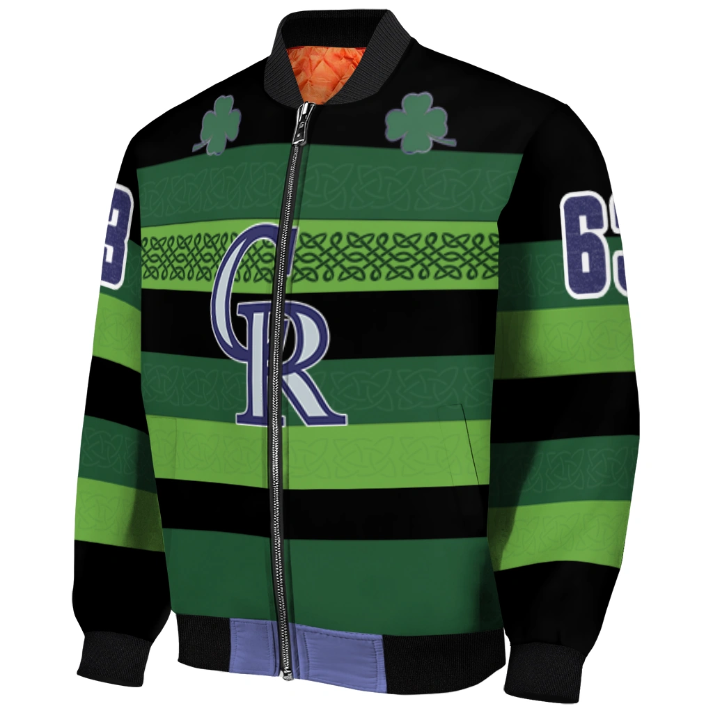 custom colorado rockies clover green lines green black bomber jacket fashion forward custom colorado rockies clover green lines green black bomber jacket fashion forward