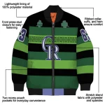 custom colorado rockies clover green lines green black bomber jacket best selling