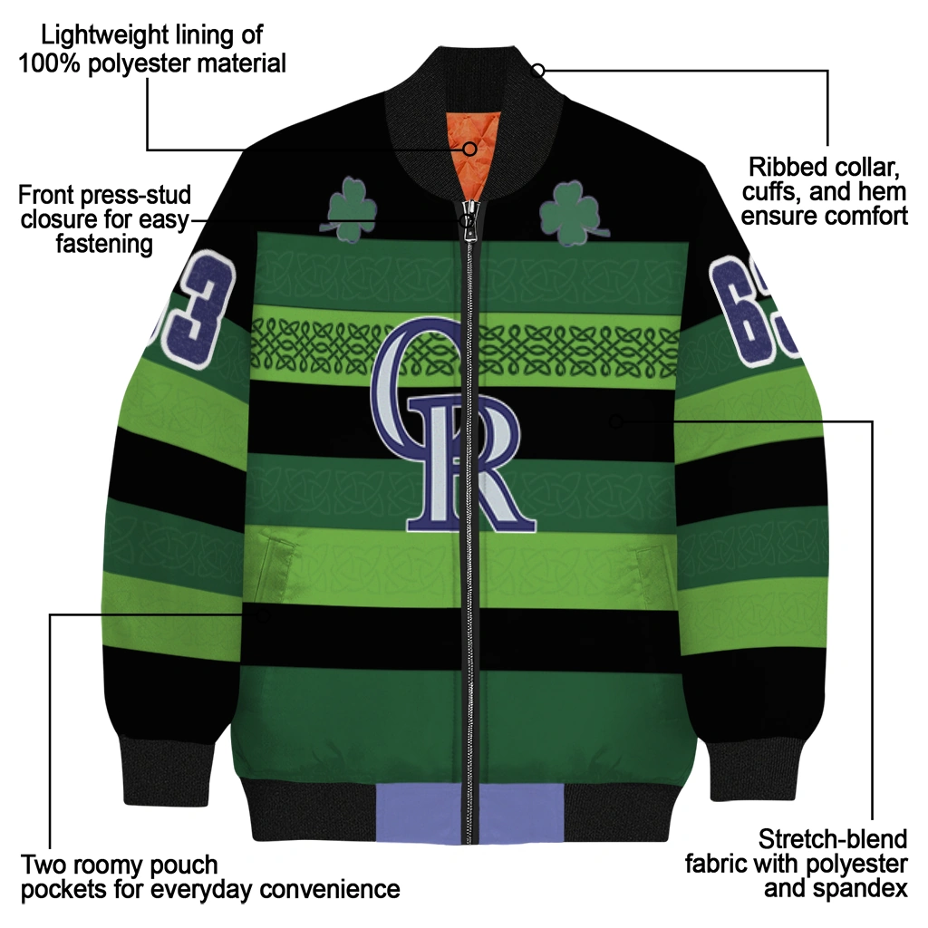 custom colorado rockies clover green lines green black bomber jacket new arrival custom colorado rockies clover green lines green black bomber jacket new arrival