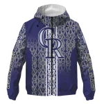 custom colorado rockies tribal swirls blue windbreaker jacket best selling