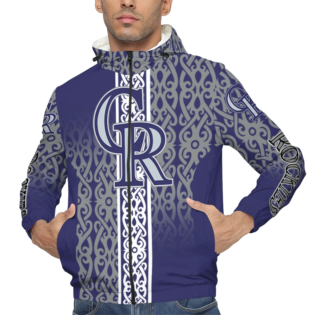 custom colorado rockies tribal swirls blue windbreaker jacket top rated custom colorado rockies tribal swirls blue windbreaker jacket top rated