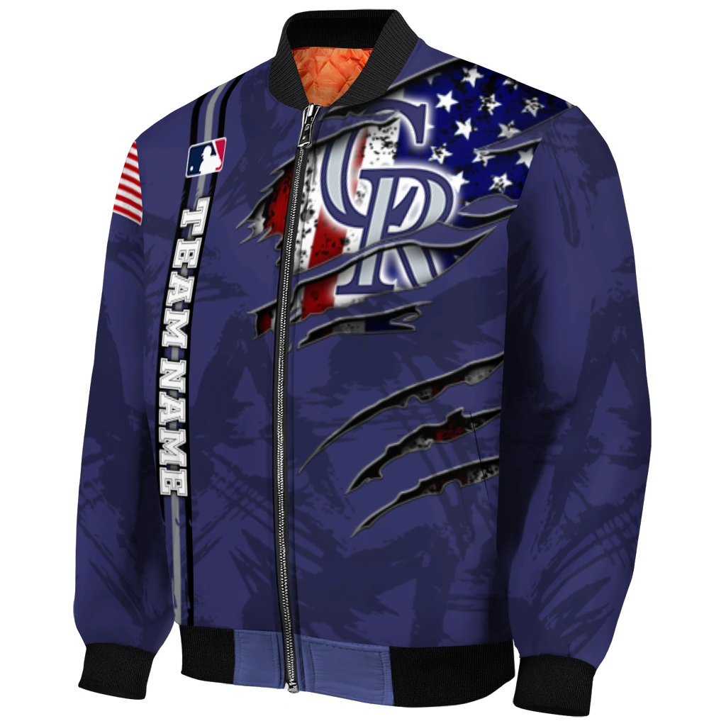 custom colorado rockies us flag claws blue bomber jacket fashion forward custom colorado rockies us flag claws blue bomber jacket fashion forward