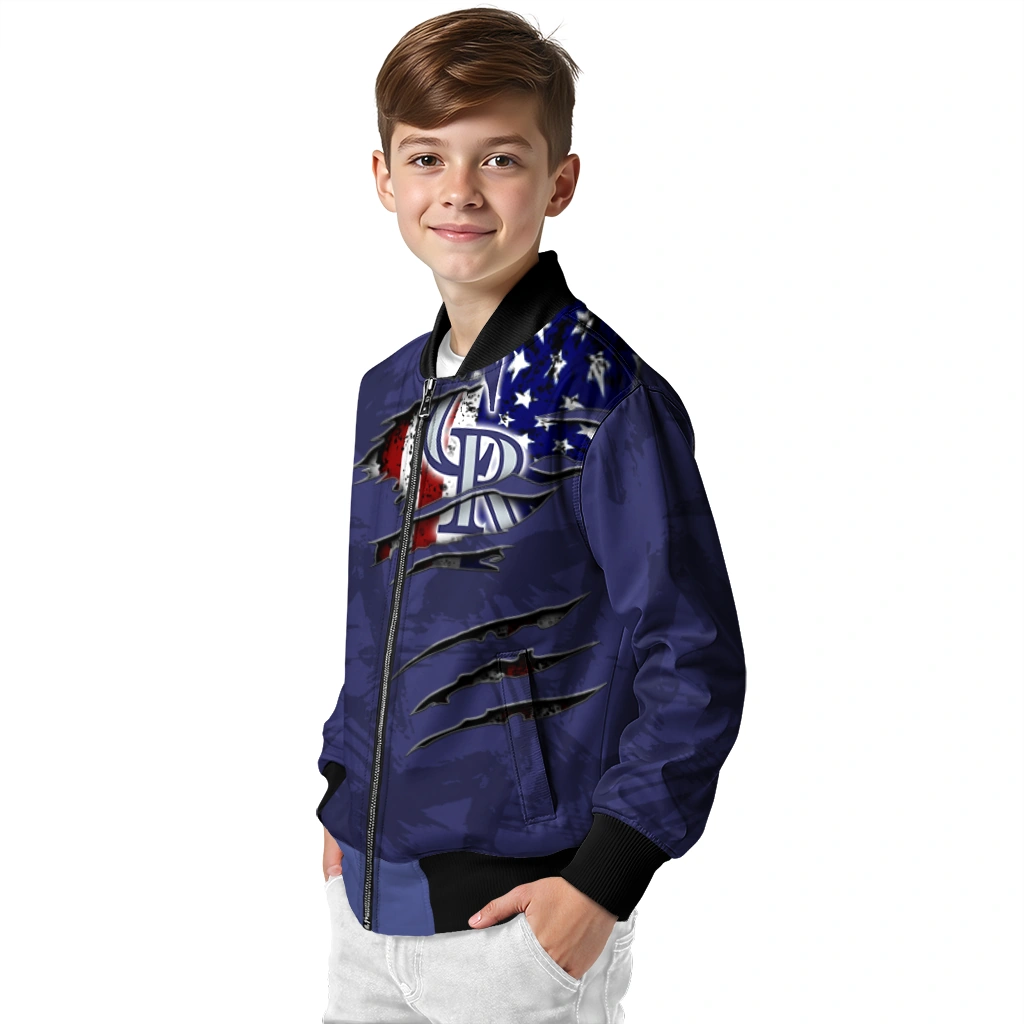custom colorado rockies us flag claws blue bomber jacket trendy custom colorado rockies us flag claws blue bomber jacket trendy