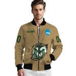 custom colorado state rams claw effect beige bomber jacket best selling