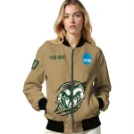 custom colorado state rams claw effect beige bomber jacket best selling