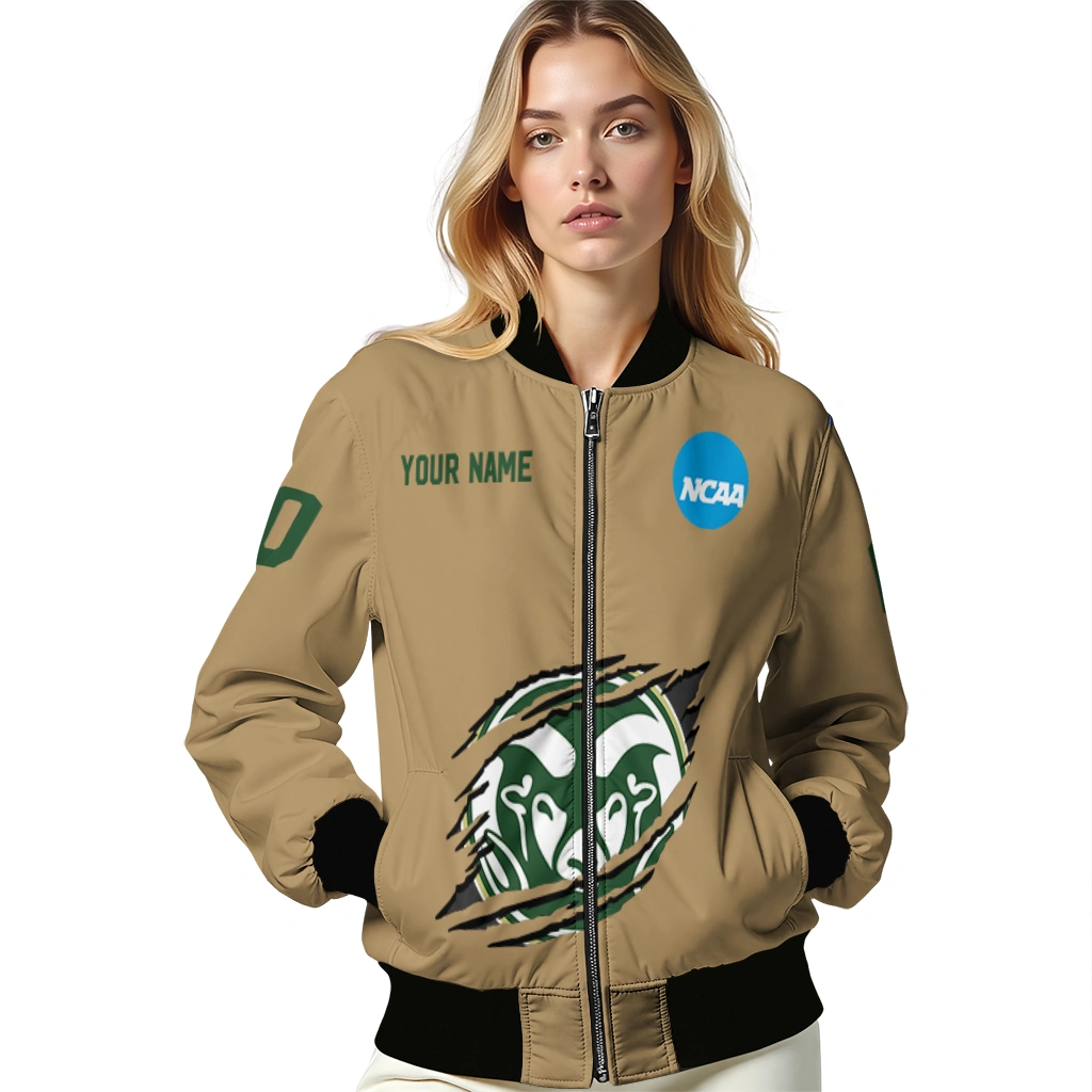 custom colorado state rams claw effect beige bomber jacket latest model custom colorado state rams claw effect beige bomber jacket latest model