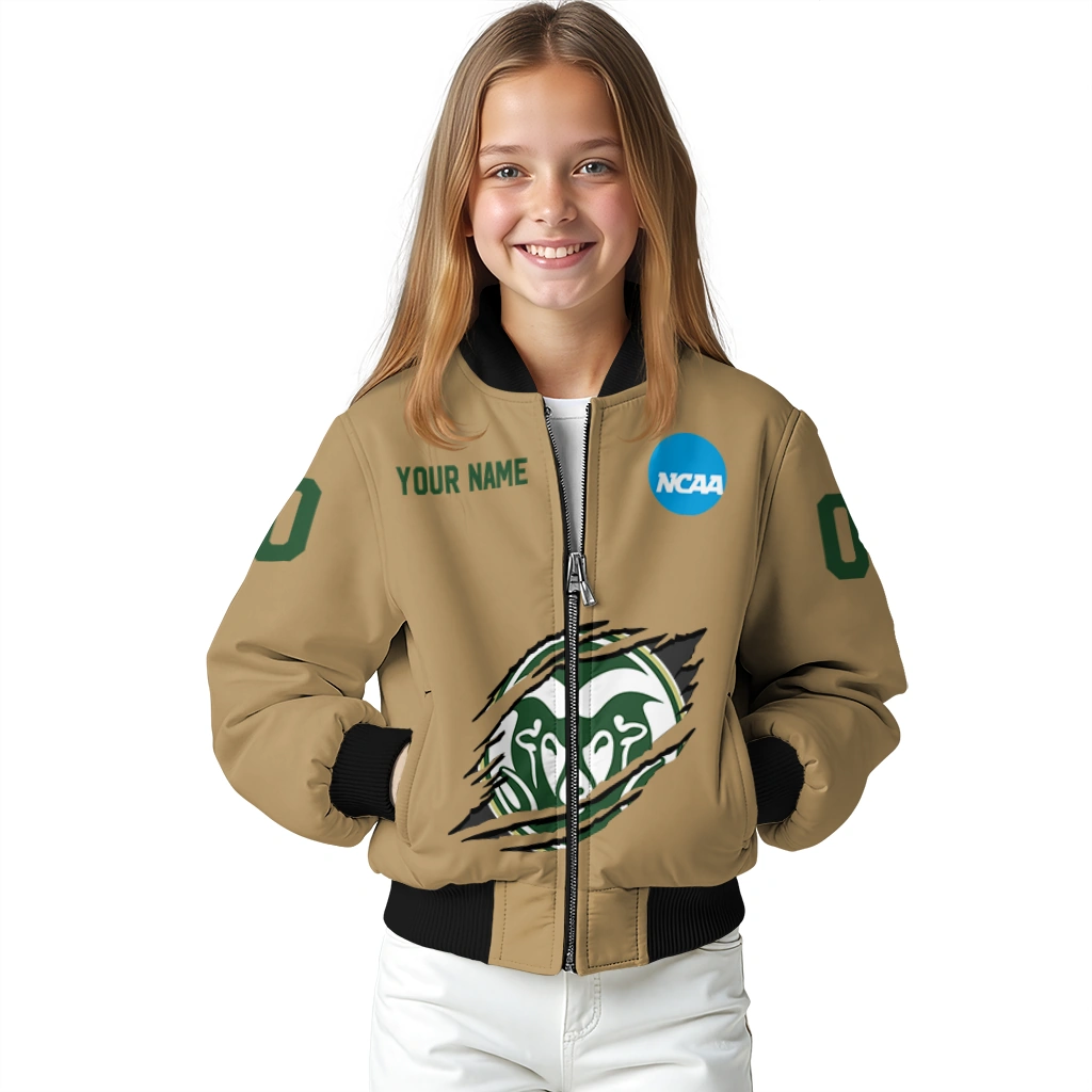 custom colorado state rams claw effect beige bomber jacket top rated custom colorado state rams claw effect beige bomber jacket top rated