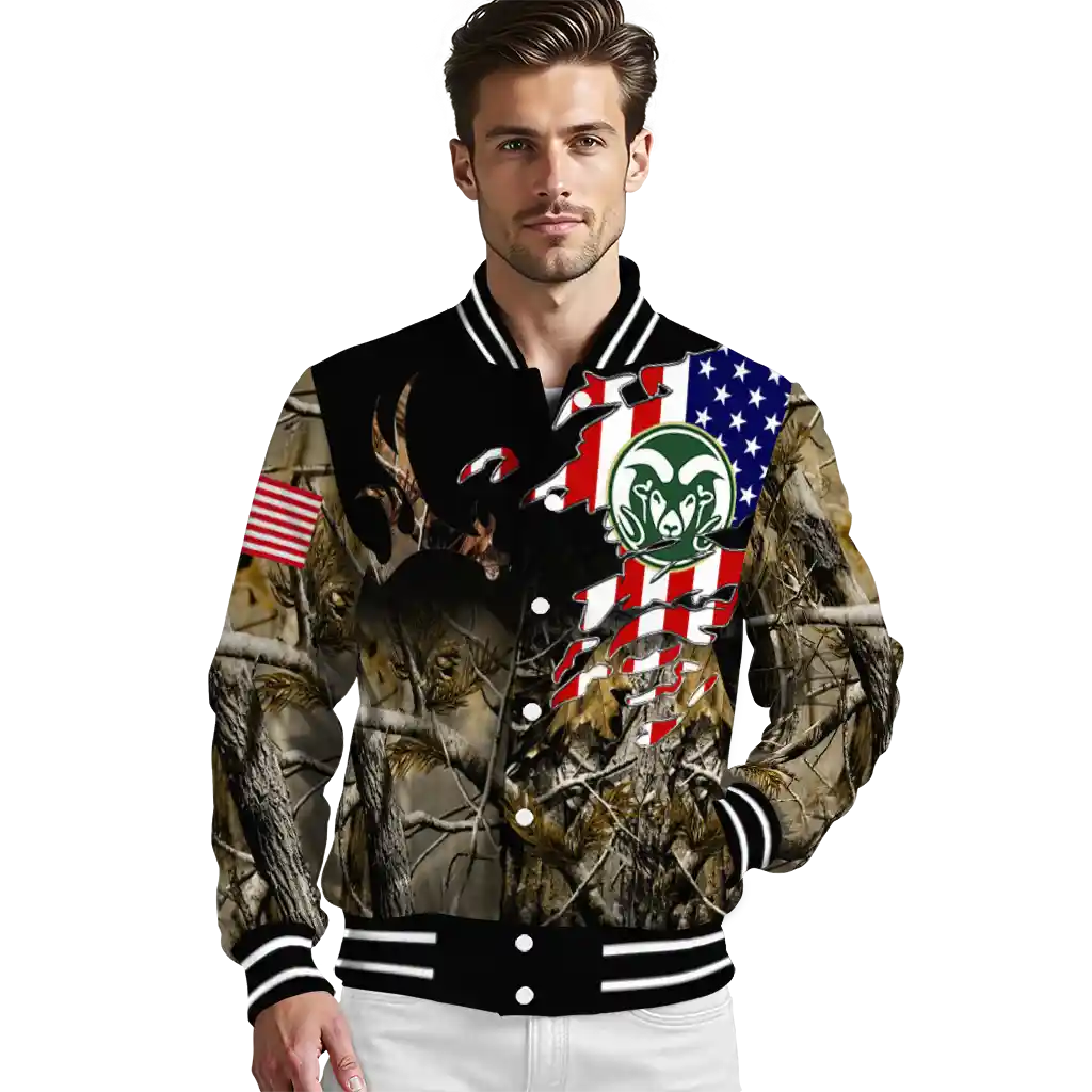 custom colorado state rams patriot deer camouflage varsity jacket high quality custom colorado state rams patriot deer camouflage varsity jacket high quality
