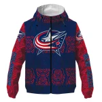 custom columbus blue jackets cat eyes navy blue windbreaker jacket best selling