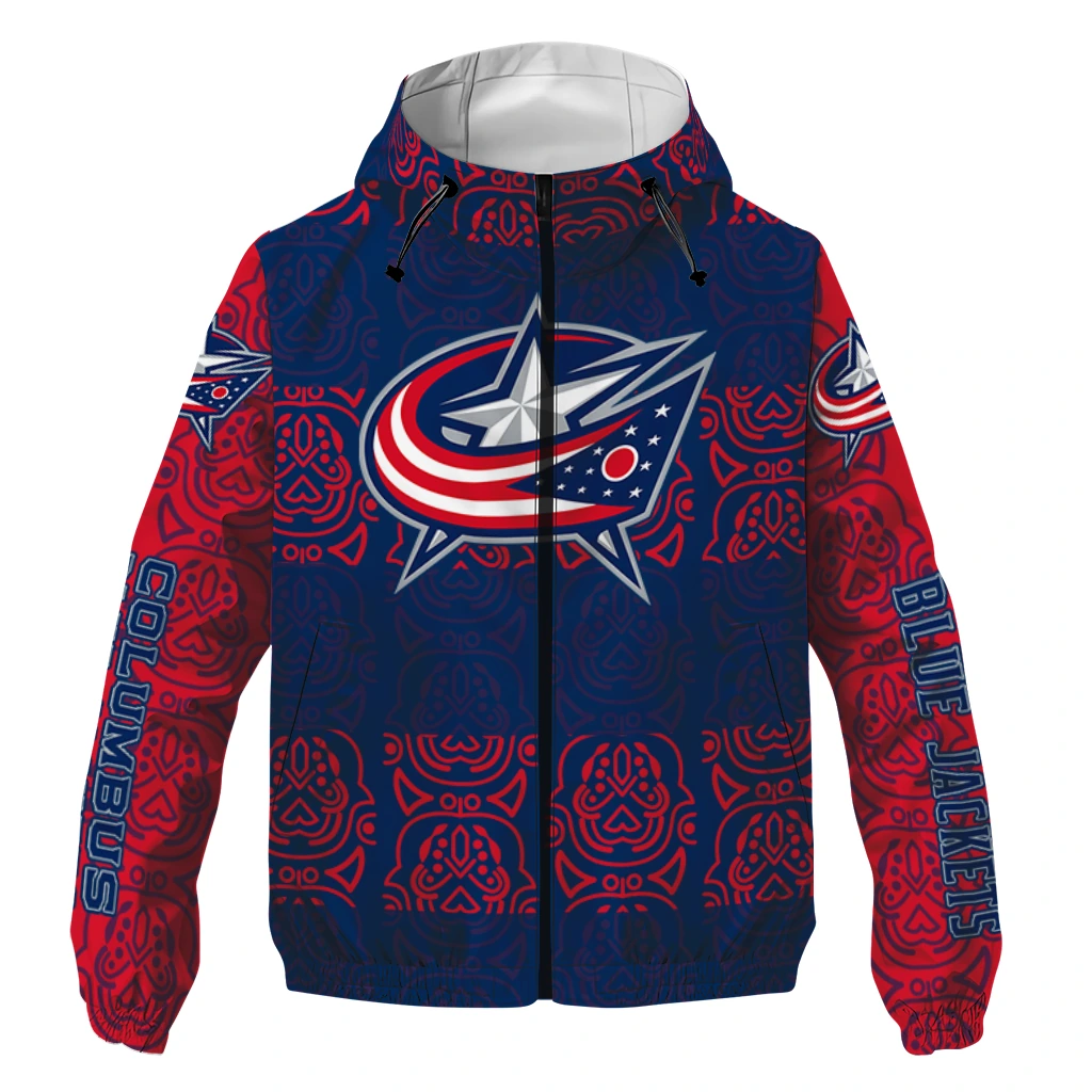 custom columbus blue jackets cat eyes navy blue windbreaker jacket best selling custom columbus blue jackets cat eyes navy blue windbreaker jacket best selling