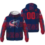 custom columbus blue jackets cat eyes navy blue windbreaker jacket best selling