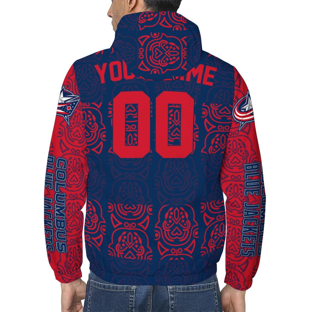 custom columbus blue jackets cat eyes navy blue windbreaker jacket trendy custom columbus blue jackets cat eyes navy blue windbreaker jacket trendy