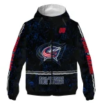custom columbus blue jackets shards cluster navy blue windbreaker jacket best selling