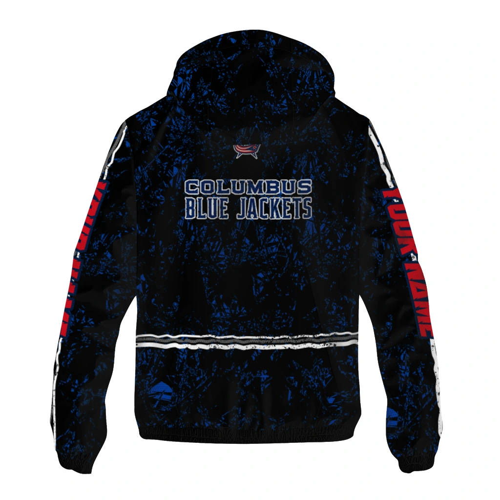 custom columbus blue jackets shards cluster navy blue windbreaker jacket fashion forward custom columbus blue jackets shards cluster navy blue windbreaker jacket fashion forward