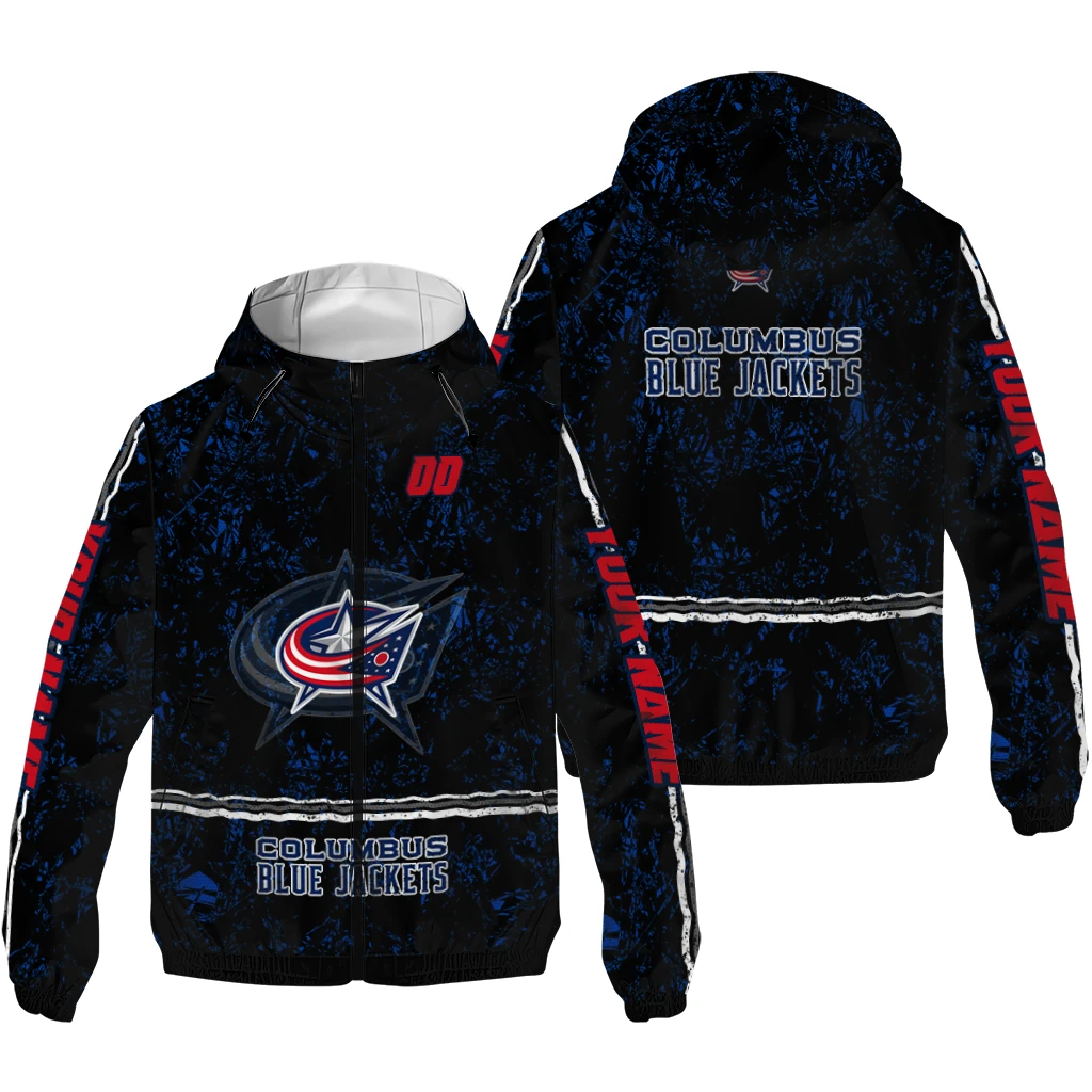 custom columbus blue jackets shards cluster navy blue windbreaker jacket high quality custom columbus blue jackets shards cluster navy blue windbreaker jacket high quality