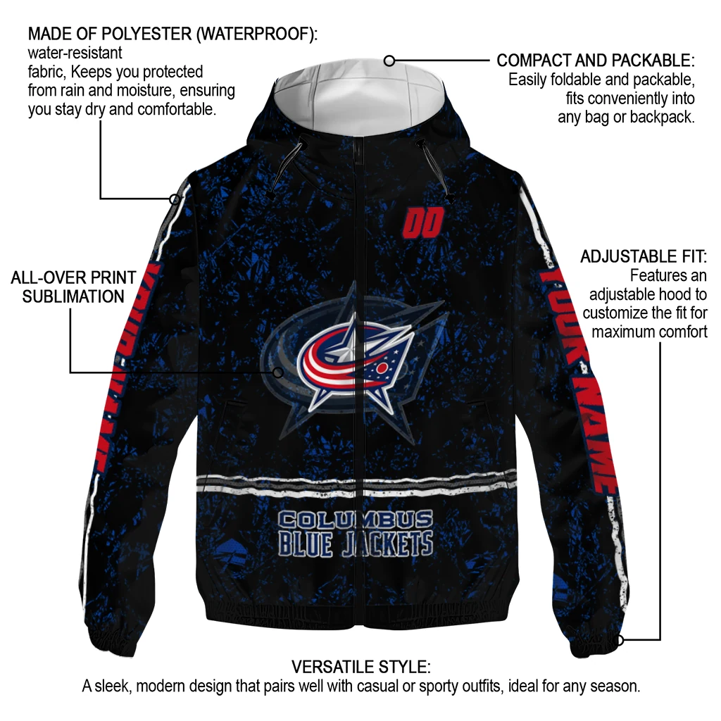 custom columbus blue jackets shards cluster navy blue windbreaker jacket new arrival custom columbus blue jackets shards cluster navy blue windbreaker jacket new arrival