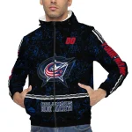 custom columbus blue jackets shards cluster navy blue windbreaker jacket best selling