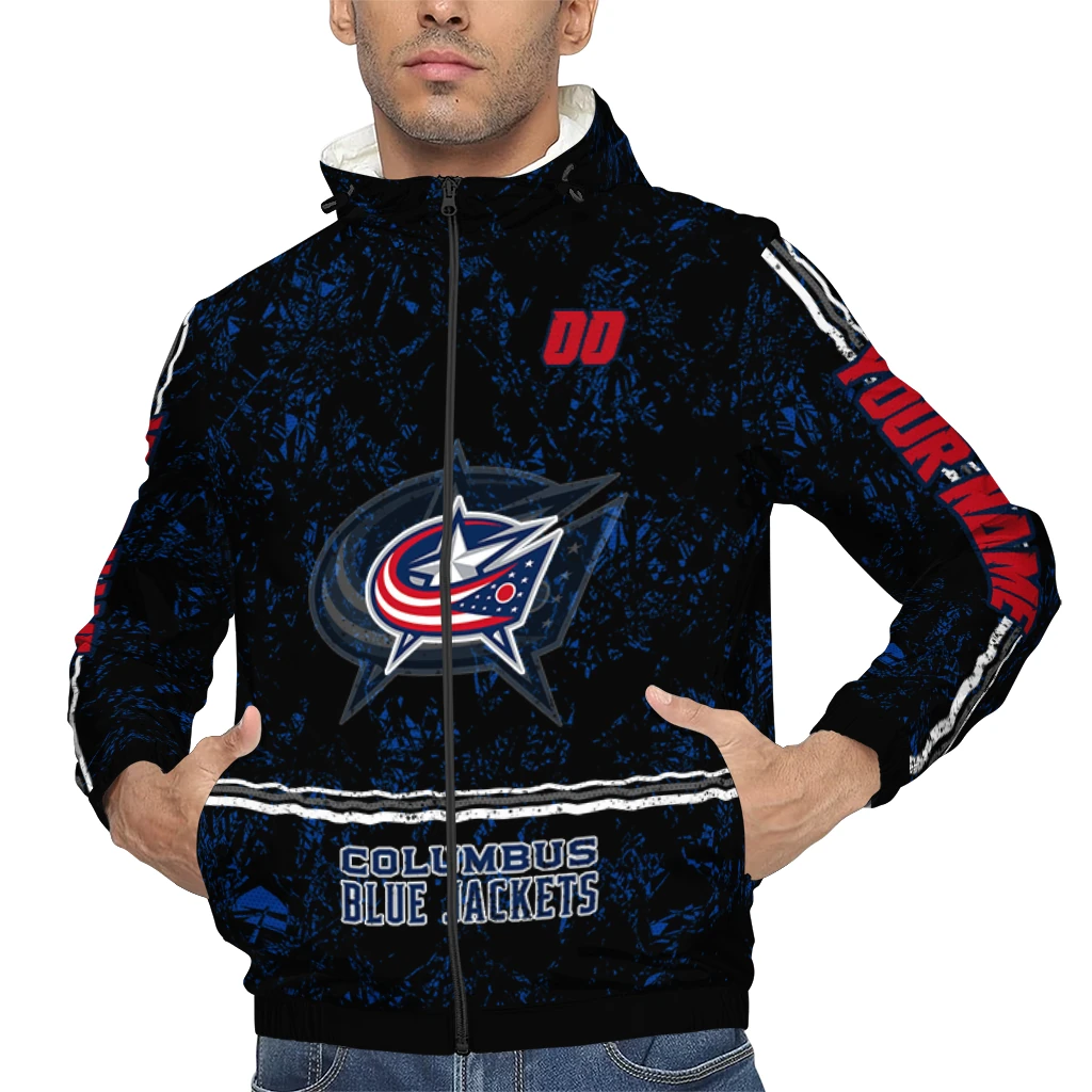 custom columbus blue jackets shards cluster navy blue windbreaker jacket top rated custom columbus blue jackets shards cluster navy blue windbreaker jacket top rated