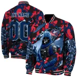 custom columbus blue jackets skull horde navy blue varsity jacket best selling