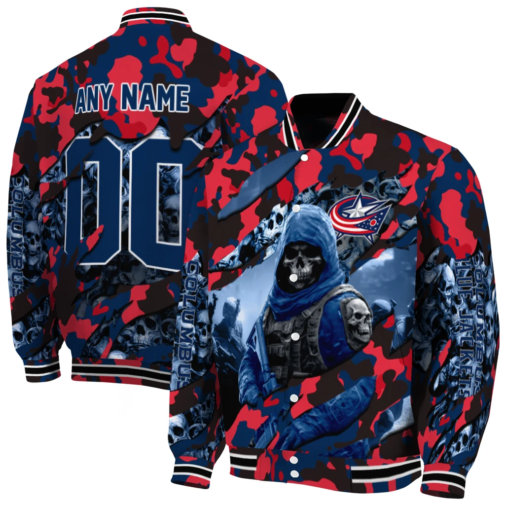 custom columbus blue jackets skull horde navy blue varsity jacket fashion forward custom columbus blue jackets skull horde navy blue varsity jacket fashion forward
