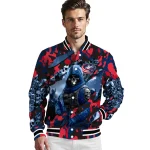 custom columbus blue jackets skull horde navy blue varsity jacket best selling
