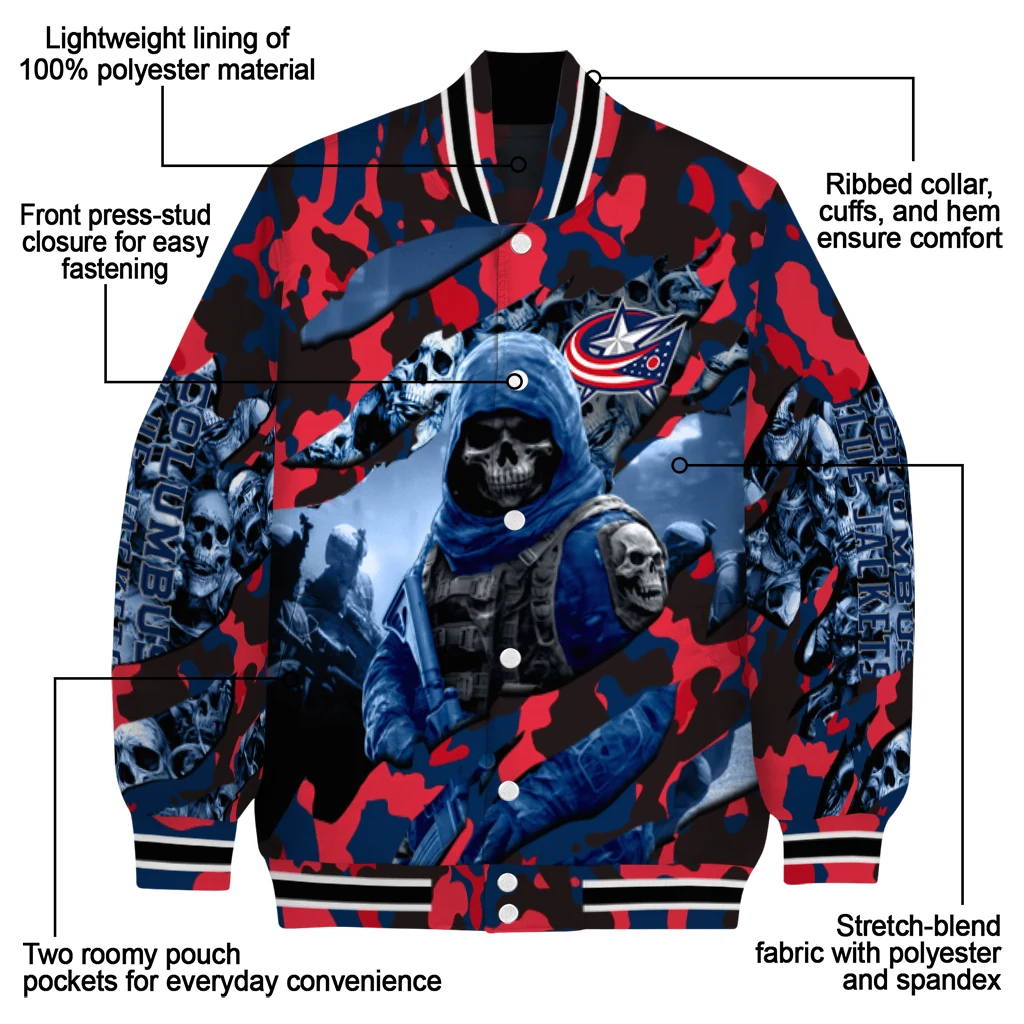 custom columbus blue jackets skull horde navy blue varsity jacket new arrival custom columbus blue jackets skull horde navy blue varsity jacket new arrival