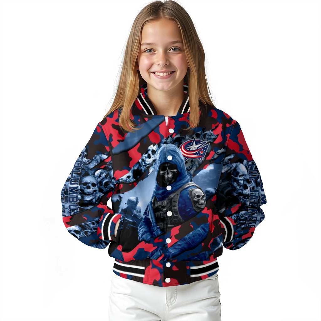 custom columbus blue jackets skull horde navy blue varsity jacket top rated custom columbus blue jackets skull horde navy blue varsity jacket top rated
